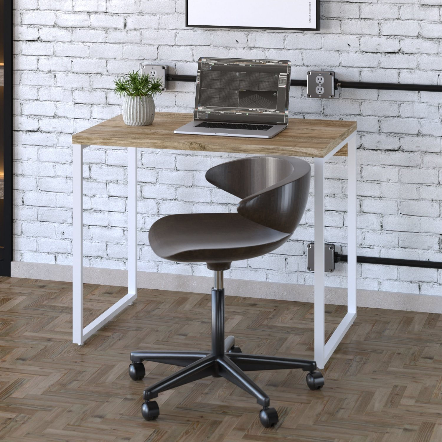 Mesa Para Escritório Office Estilo Industrial 90cm Kuadra