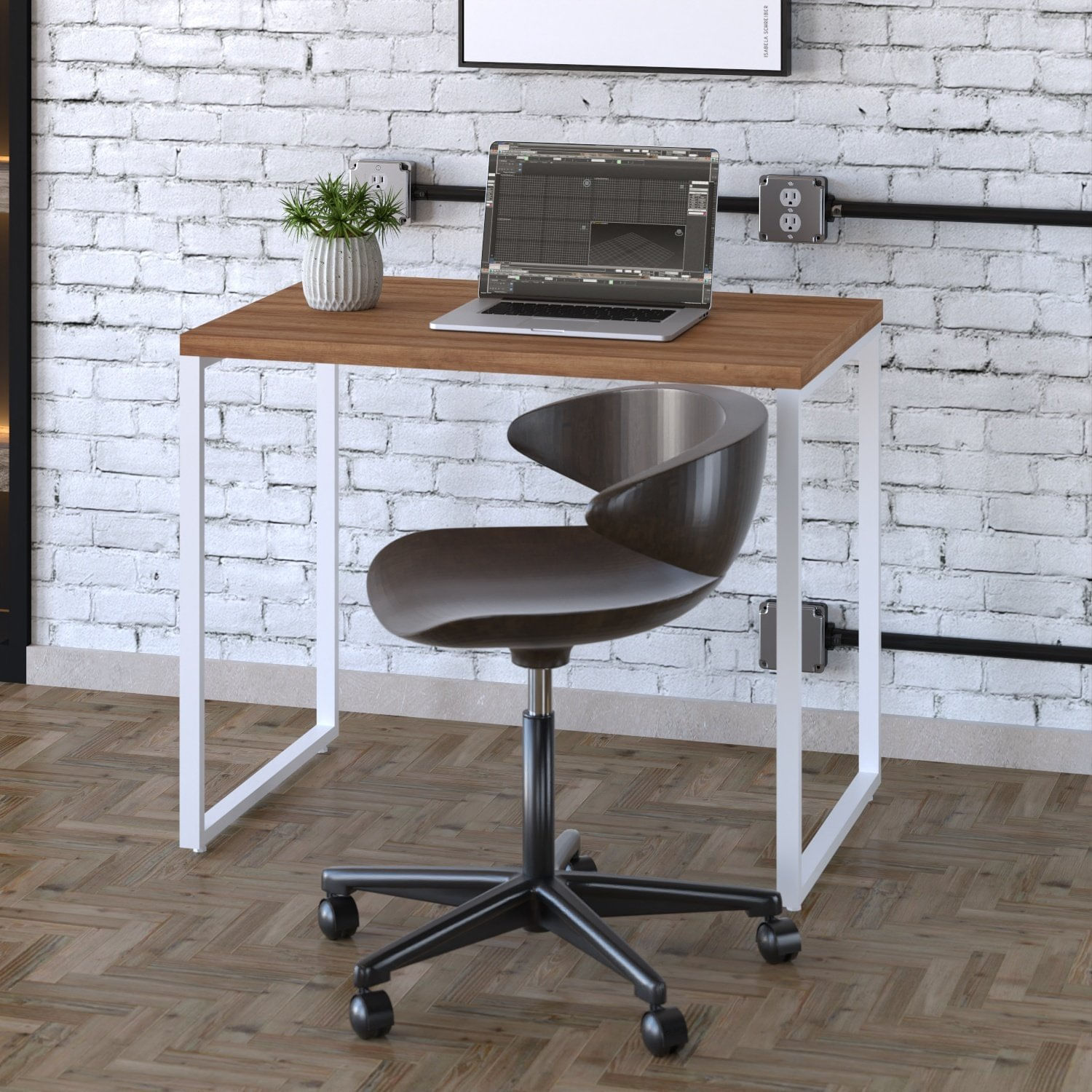 Mesa Para Escritório Office Estilo Industrial 90cm Kuadra