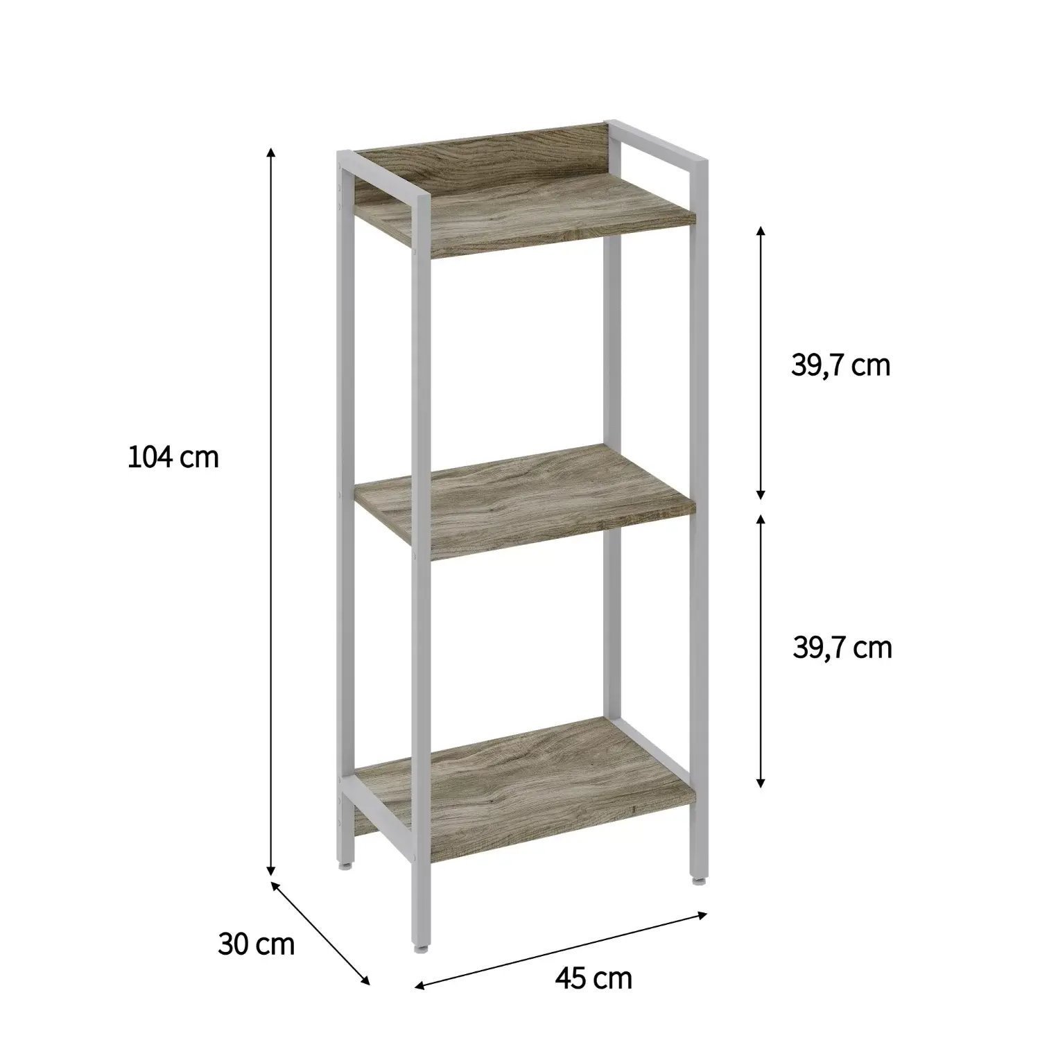 Estante Para Livros Industrial Aço Multiuso 3 Prateleiras 104x45cm Active Yescasa Lâmina Mel / Est.branca