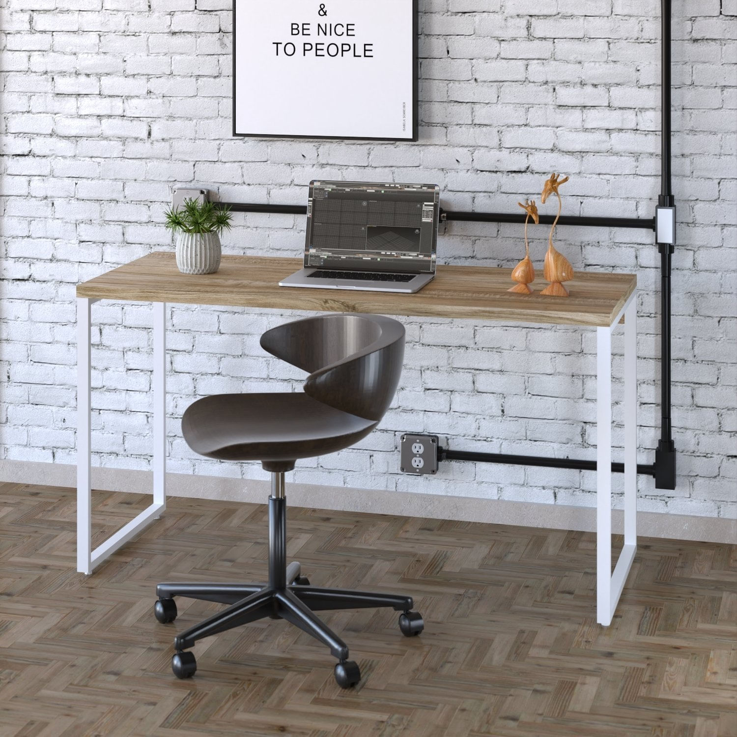 Mesa Para Escritório Office Estilo Industrial 135cm Kuadra