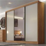 Guarda Roupa Casal Diamond 3 Portas 8 Gavetas Com 1 Porta De Espelho - Cumaru Fendi - Móveis Novo Horizonte