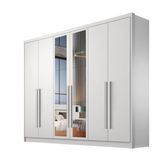 Guarda Roupa Casal 6 Portas 8 Gavetas Com Espelho Robust Branco - Móveis Novo Horizonte