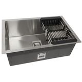 Cuba Quadrada Inox 304 Cozinha Pia Embutir Sobrepor Gourmet 75x45 Premium Com Acessórios