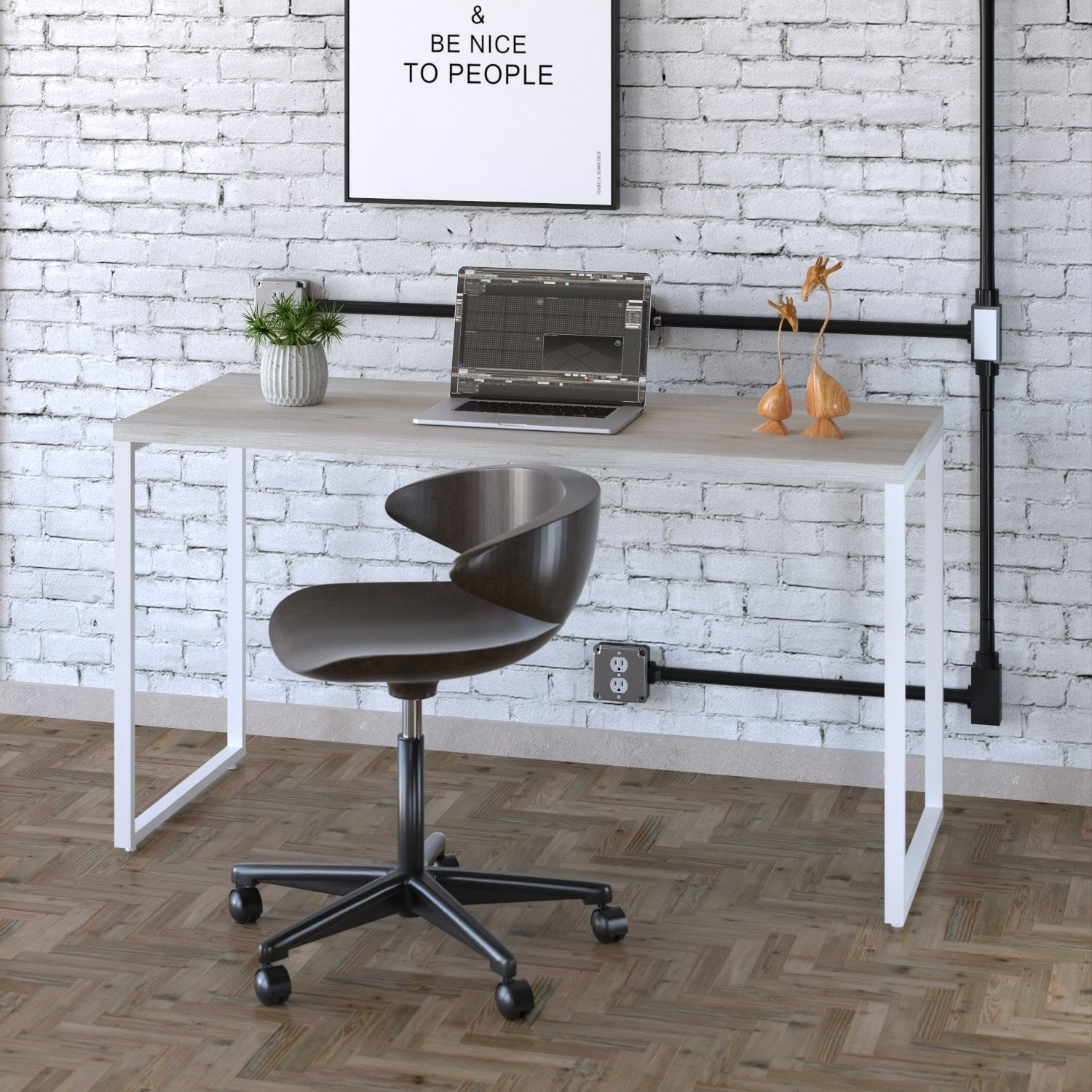 Mesa Para Escritório Office Estilo Industrial 135cm Kuadra