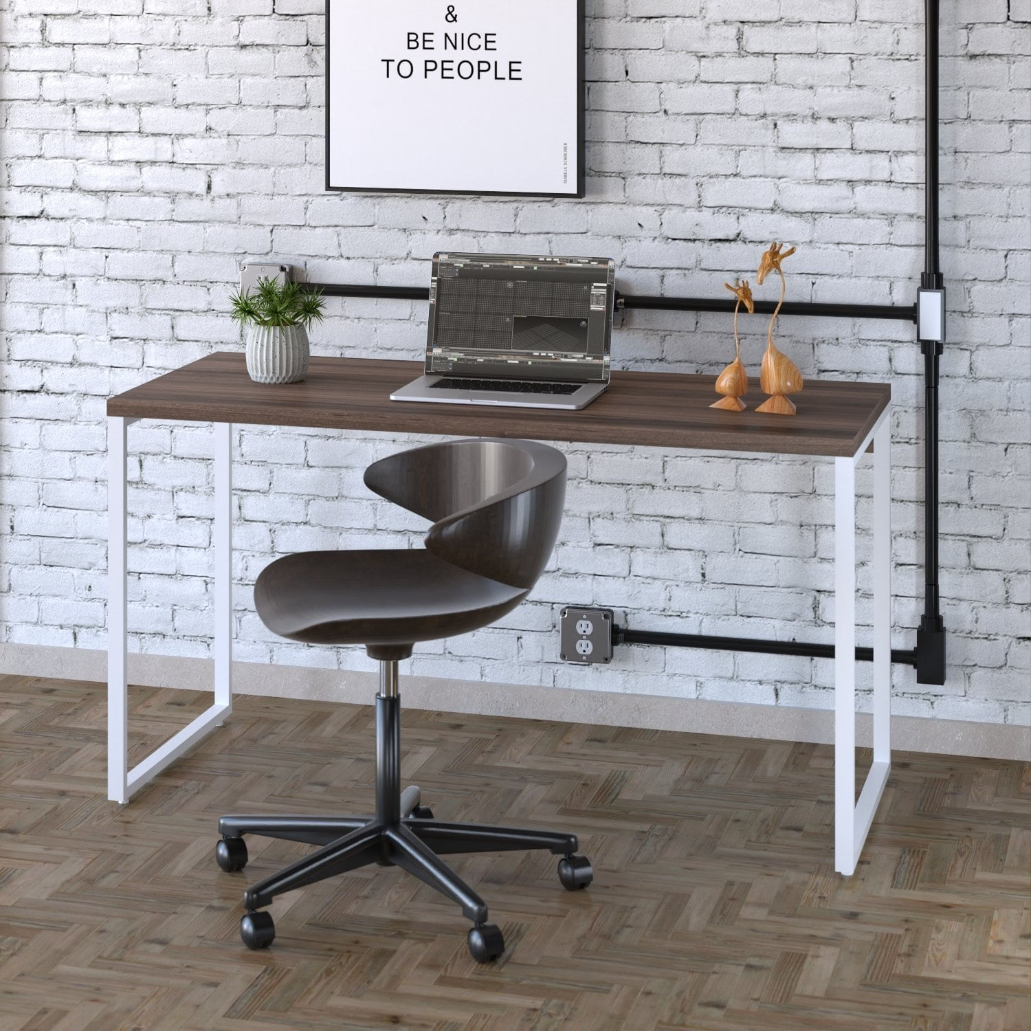 Mesa Para Escritório Office Estilo Industrial 135cm Kuadra