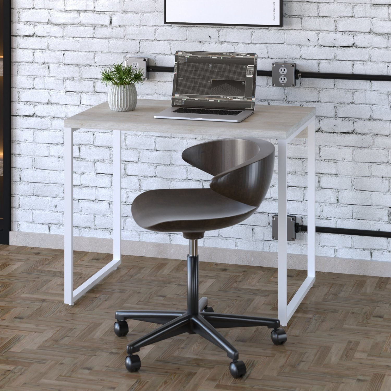 Mesa Para Escritório Office Estilo Industrial 90cm Kuadra