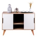 Aparador Buffet Com 2 Portas Murano Carvalho E Branco 115cm