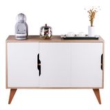 Buffet Aparador Com 3 Portas Murano Carvalho E Branco 115cm