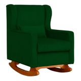 Poltrona De Amamentação Aconchego Balanço Tecido Suede V8 Decor Verde