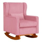 Poltrona De Amamentação Aconchego Balanço Tecido Suede V8 Decor Rosa