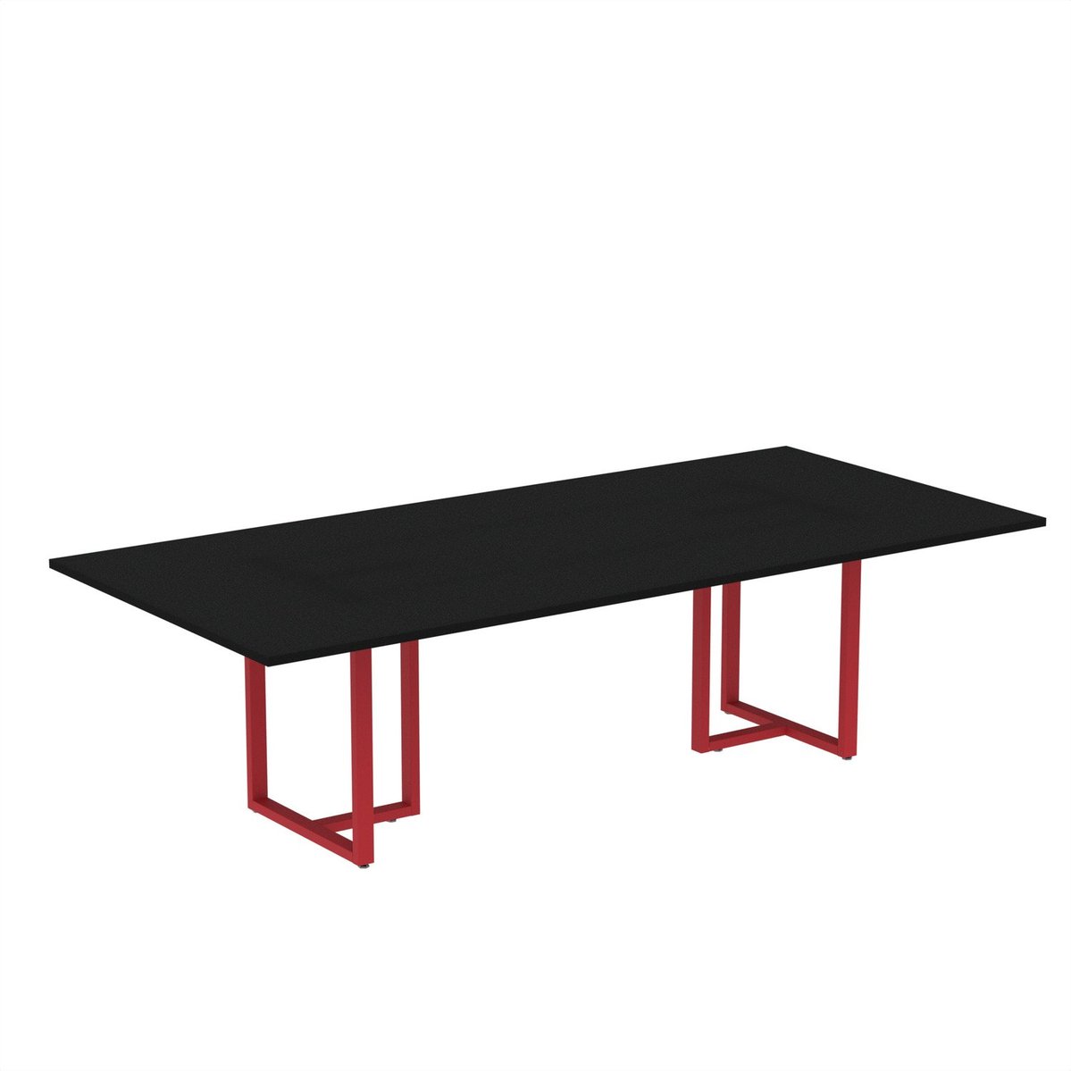 Mesa De Reunião Retangular 200x90cm Mr2000p25tub Preto/vermelho