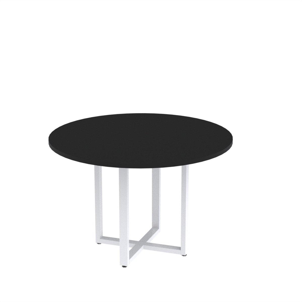 Mesa De Reunião Redonda 100cm Mrr1100p25tub Preto/branco