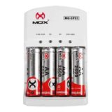 Carregador De Pilhas E Bateria Com 4 Pilhas Aa 2600mah Mox