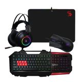 Kit Gamer Bloody  Headset + Mouse + Mousepad + Teclado Rgb Preto E Vermelho