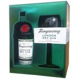 Kit Gin Tanqueray London Dry 750ml Com Taça Vidro Gin Tônica