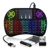 Mini Teclado Touch Wireless Controle Mouse Smart Tv Iluminado Luz Led