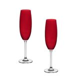 Jogo 2 Taças Cristal Vermelho Carmim Champagne 220ml Bohemia