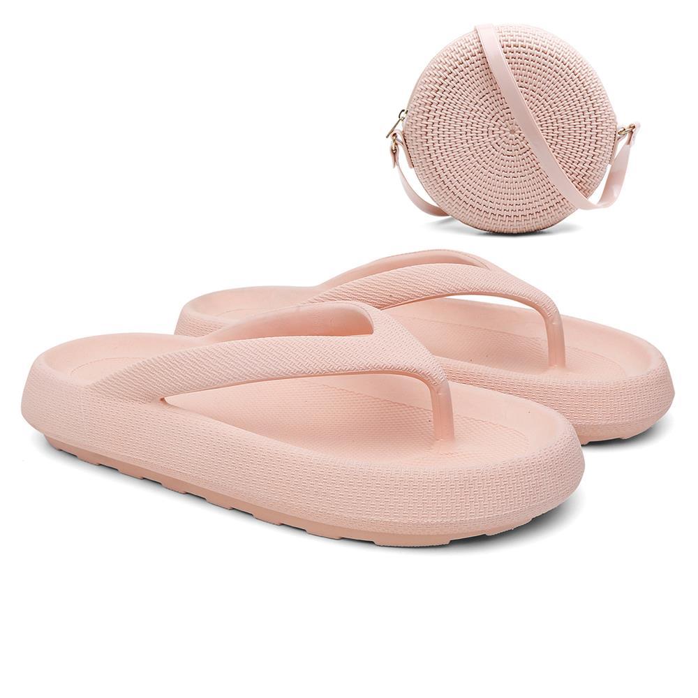 Chinelo Feminino Dedo Nuvem + Bolsa Quebek Tiracolo Kit Nude 34/35