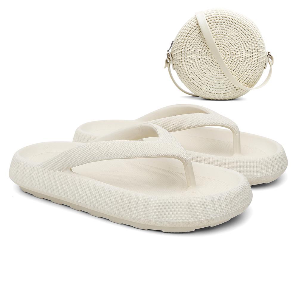 Chinelo Feminino Dedo Nuvem + Bolsa Quebek Tiracolo Kit Off White 38/39