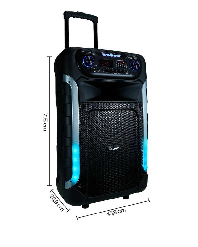 Caixa De Som Portátil Sumay Power X 1200w Rms - Preto