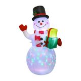 Boneco De Neve Inflável De Natal Com Luzes Rotativas Para