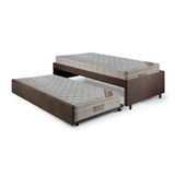 Bicama Box Solteiro Suede Marrom 88x188 Com Dois Colchões Airtech Molas Ensacadas Ortobom