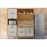 Cozinha Completa Imperatriz 3 Peças (1 Aéreo + 1 Balcão + 1 Paneleiro) C6p43 Freijo/off White - Nesher
