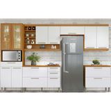 Cozinha Completa Burguesa Premium 6 Peças (3 Armários + 2 Balcões + 1 Paneleiro) C6p55 Freijo/off White - Nesher