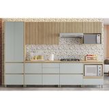 Cozinha Completa Rainha Gourmet 7 Peças (3 Aéreos + 1 Paneleiro + 3 Balcões) C6p38 Nature/verde - Nesher