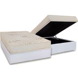 Conjunto Box Baú Casal: Colchão Espuma Luckspuma D45 Gran Luck Floral Pró Saúde + Base Crc Courano White(138x188)