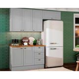 Kit De Cozinha Modulada 4 Peças Americana (2 Aéreos. 1 Balcão, 1 Complemento) Cinza - Henn