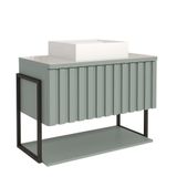 Gabinete Para Banheiro 80cm 100% Mdf Metalon 20x20 1 Porta Basculante Frisê Mgm Móveis Pistache