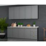Kit De Cozinha Modulada 6 Peças Americana (2 Aéreos. 2 Balcões, 2 Complementos) Cinza - Henn