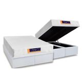 Conjunto Box Baú Queen: Colchão Espuma Castor Vitagel Visco Gel + Base Crc Courano White(158x198)