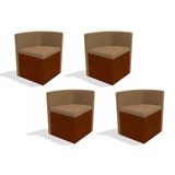 Cadeira Sala De Jantar 4cad800 Kit 4 Un Walnut Fosco/suede Caramelo - Kappesberg