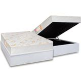 Cama Box Baú Casal: Colchão Anatômico Castor Sleep + Base Crc Courano White(138x188)