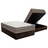 Cama Box Baú Casal: Colchão Molas Ensacadas Ortobom Superpocket Light Ortopillow + Base Crc Suede Brown(138x188)