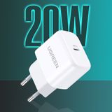 Carregador Ugreen Cd241 Micro Usb Tipo C Pd 20w Branco