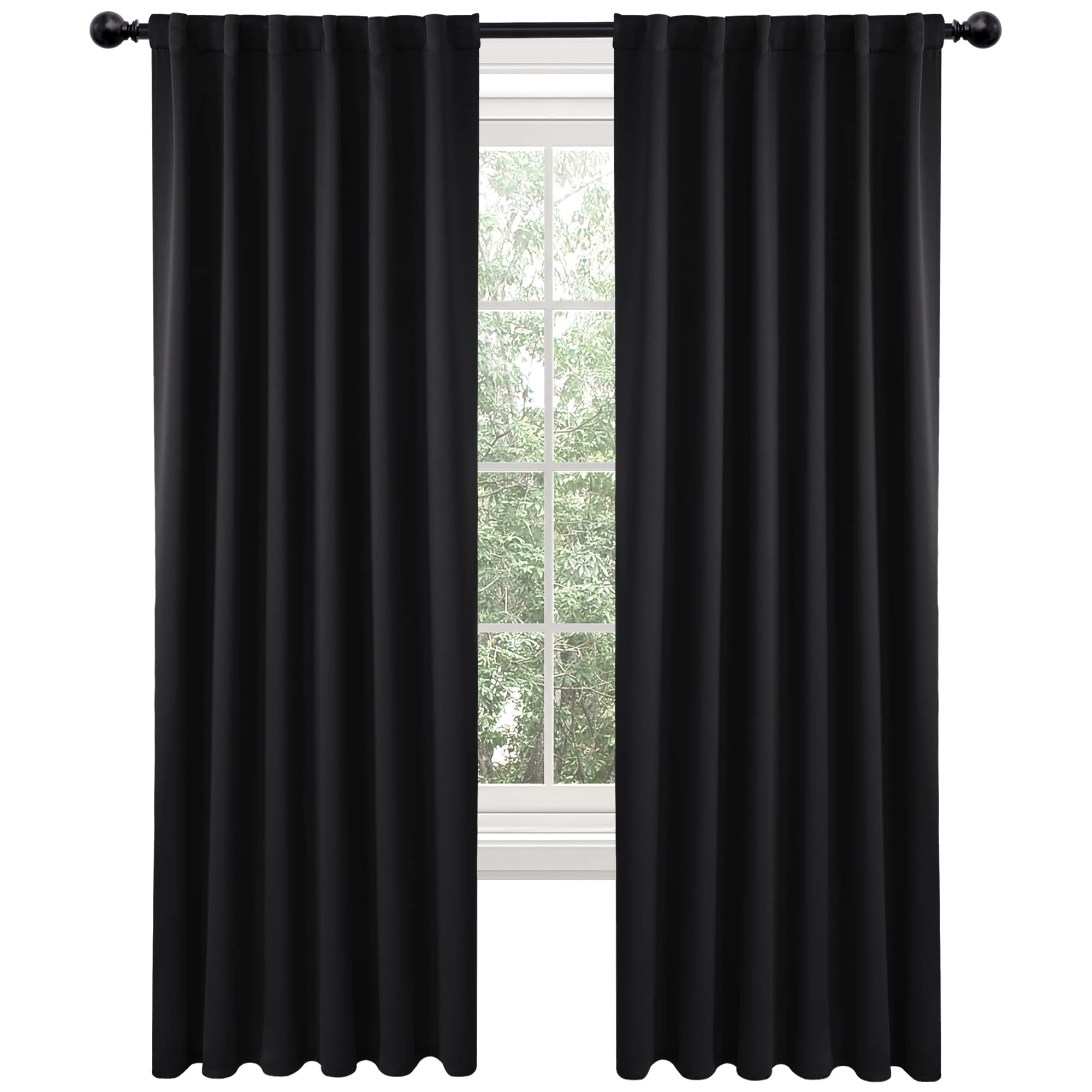 Cortinas Blackout Deconovo Black 213 Cm Para 2 Painéis De Quarto