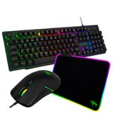 Combo Teclado Mouse Mousepad Naja Vivensis  - 417  Preto  Bivolt