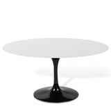 Mesa Saarinen Tulipa Oval Nanoglass 180x100cm Branco/preto