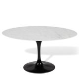 Mesa Saarinen Tulipa Oval Carrara 198x122cm Branco/preto