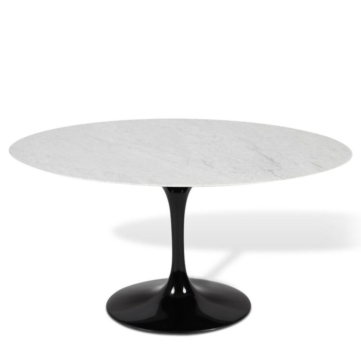 Mesa Saarinen Tulipa Oval Carrara 198x122cm Branco/preto