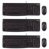 Kit 03 Un. Logitech Mk120 Teclado Mouse Com Fio Usb