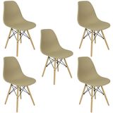 Kit 5 Cadeiras Charles Eames Eiffel Wood Design Branca Preta Cinza Outras