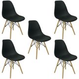 Kit 5 Cadeiras Charles Eames Eiffel Cozinha Jantar Pretas