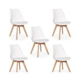 Kit 5 Cadeiras Eames Wood Leda Design Branca