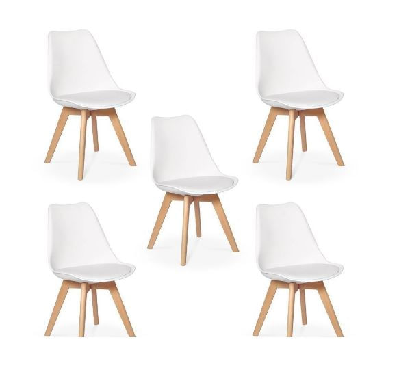 Kit 5 Cadeiras Eames Wood Leda Design Branca