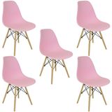 Kit 5 Cadeiras Charles Eames Eiffel Wood Design Branca Preta Cinza Outras