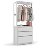 Guarda Roupas Closet Modulado Aberto E Organizador Com 3 Gavetas Verona Batrol Branco